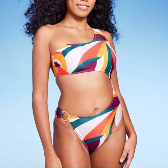 NWT- Shade & Shore One Shoulder Cut Out One Piece Swimsuit-S - Picture 1 of 6